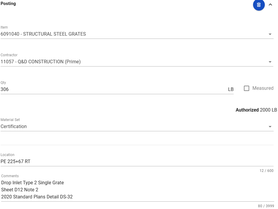 Image of a Mobile Inspector posting for a POUND item - 6091040 - Structural Steel Grates